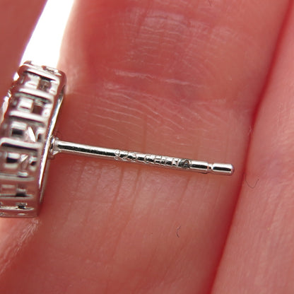 925 Sterling Silver Cushion & Round-Cut C Z Stud Earrings