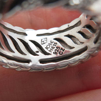 JOSE HESS 925 Sterling Silver Round-Cut C Z Wavy Ribbed Band Ring Size 8