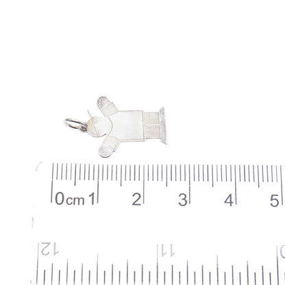925 Sterling Silver Vintage Happy Boy Love Kid Minimalist Charm Pendant