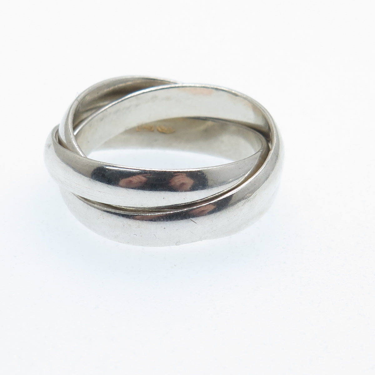 GOLDMAN KOLBER Sterling Silver Vintage Italy Interlocked Trinity Ring Size 6.5
