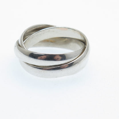 GOLDMAN KOLBER Sterling Silver Vintage Italy Interlocked Trinity Ring Size 6.5