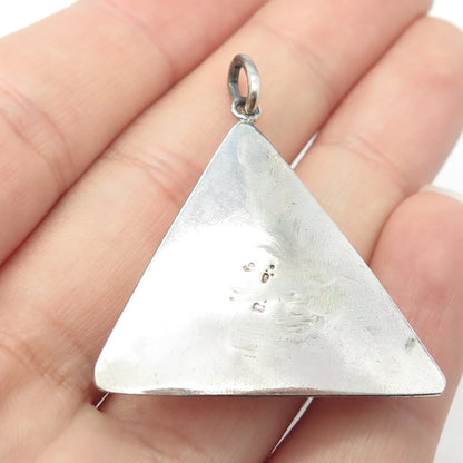 925 Sterling Silver Vintage Ribbed Triangle Pendant