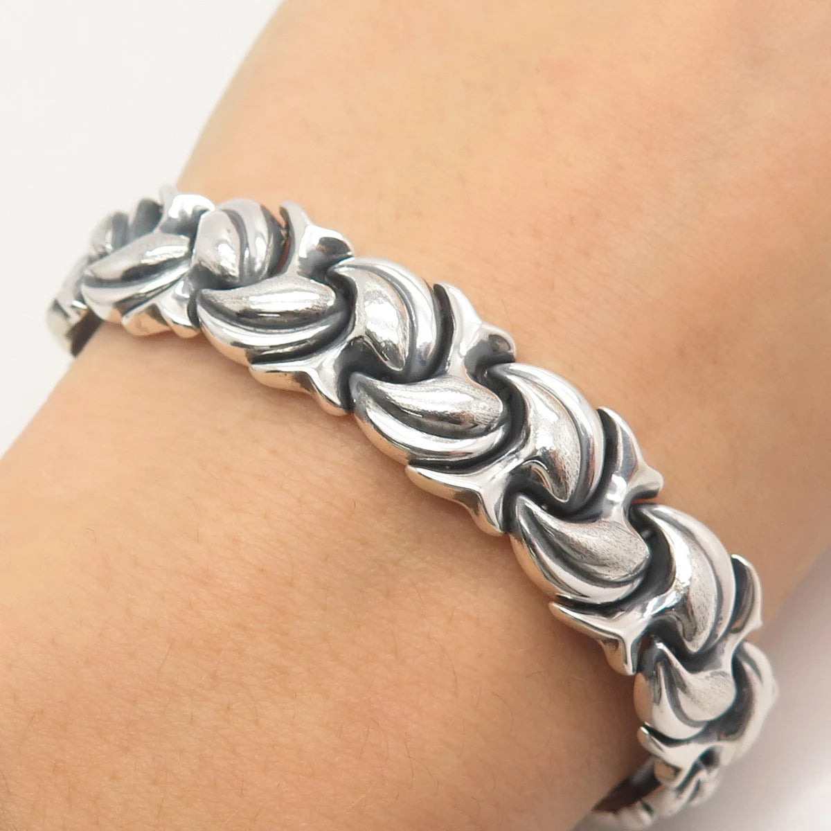 925 Sterling Silver Vintage Turkey Fancy Link Bracelet 7.25"