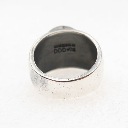 Dominique Dinouart 925 Sterling Silver Vintage Mexico Real Amber Ring Size 8