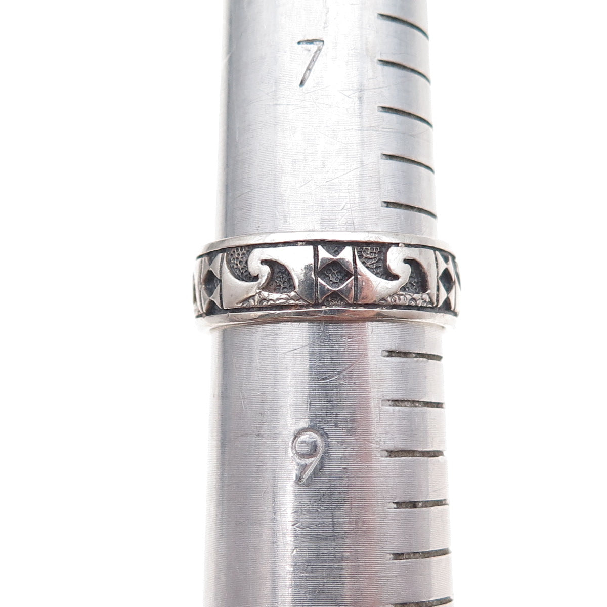 Peter Stone 925 Sterling Silver Vintage Celtic Oxidized Band Ring Size 8.25