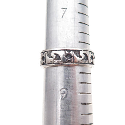 Peter Stone 925 Sterling Silver Vintage Celtic Oxidized Band Ring Size 8.25