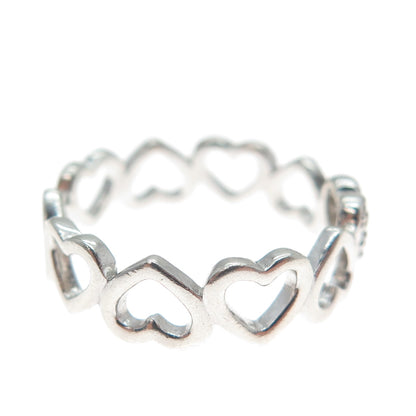 925 Sterling Silver Round-Cut C Z Heart All Around Ring Size 8