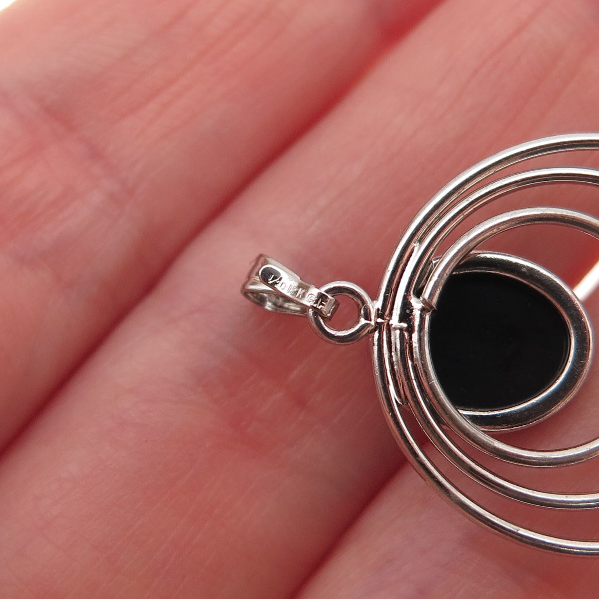 1/20 12K White Gold Filled Antique Art Deco Real Black Onyx Charm Pendant