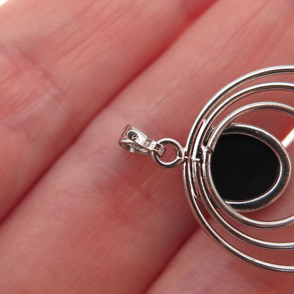 1/20 12K White Gold Filled Antique Art Deco Real Black Onyx Charm Pendant