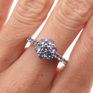 Chuck Clemency 925 Sterling Silver Real Tanzanite Floral Ring Size 8.25