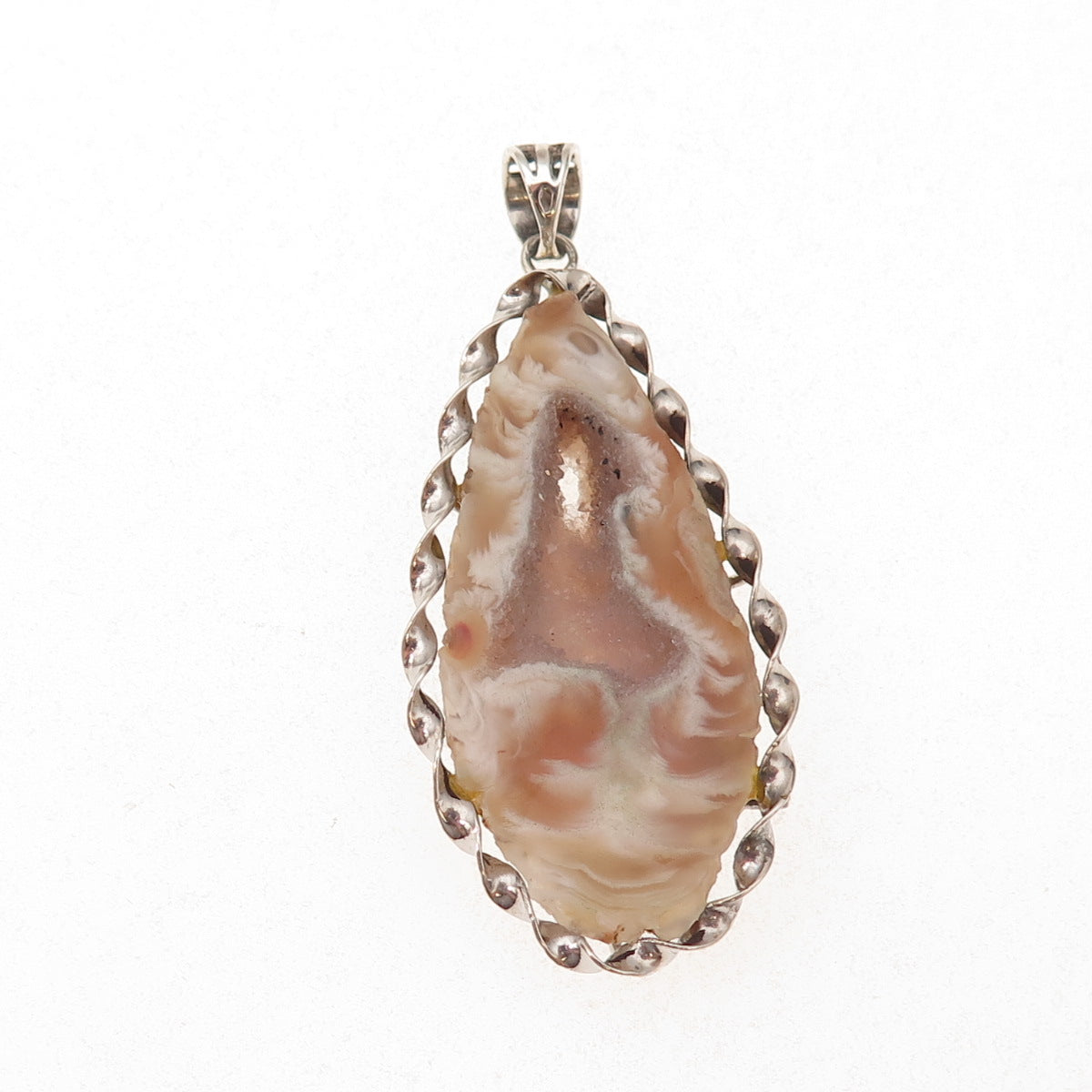 Luli Hamersztein 925 Sterling Silver Vintage Real Druzy Agate Teardrop Pendant