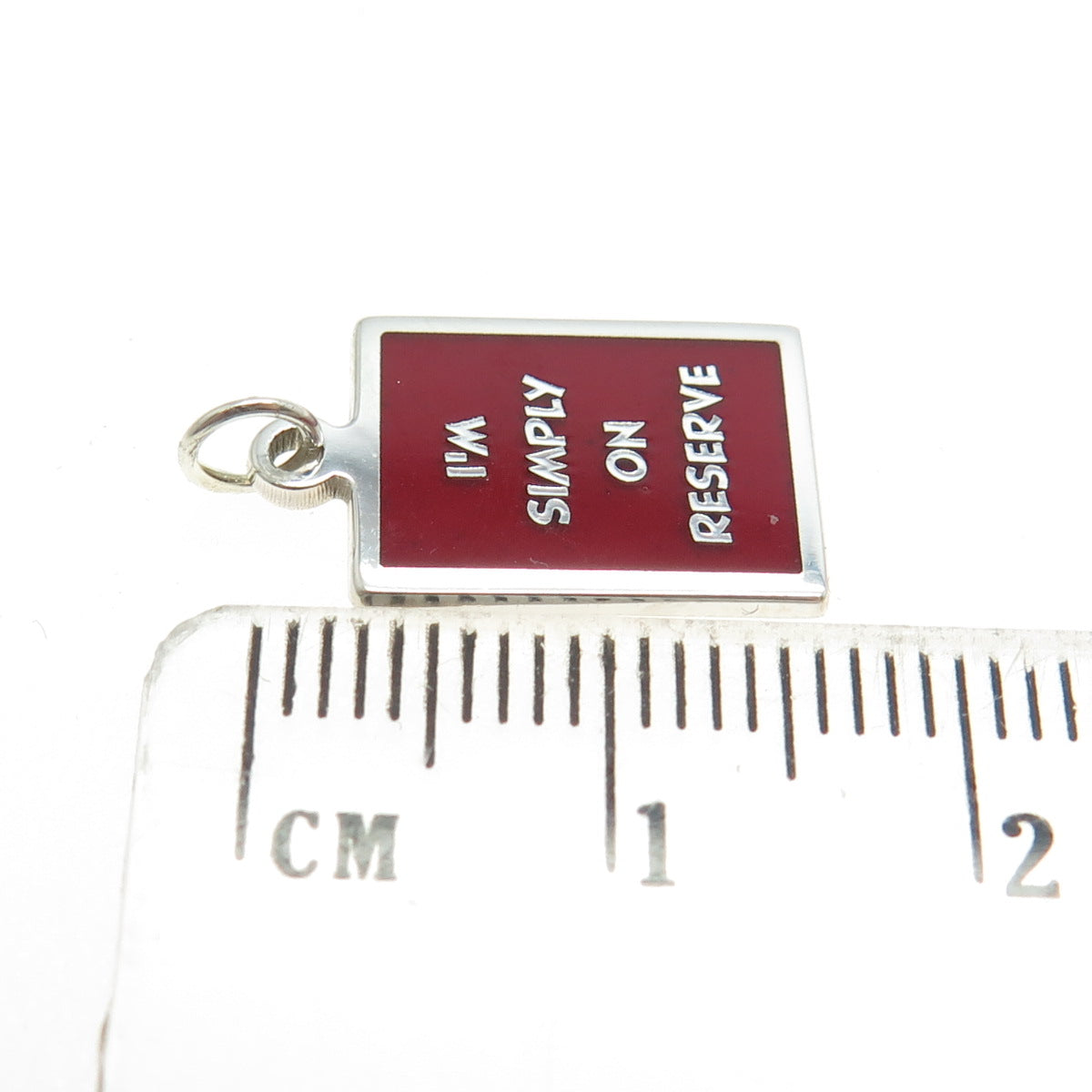 925 Sterling Silver Red Enamel "I'm Simply On Reserve" Minimalist Charm Pendant