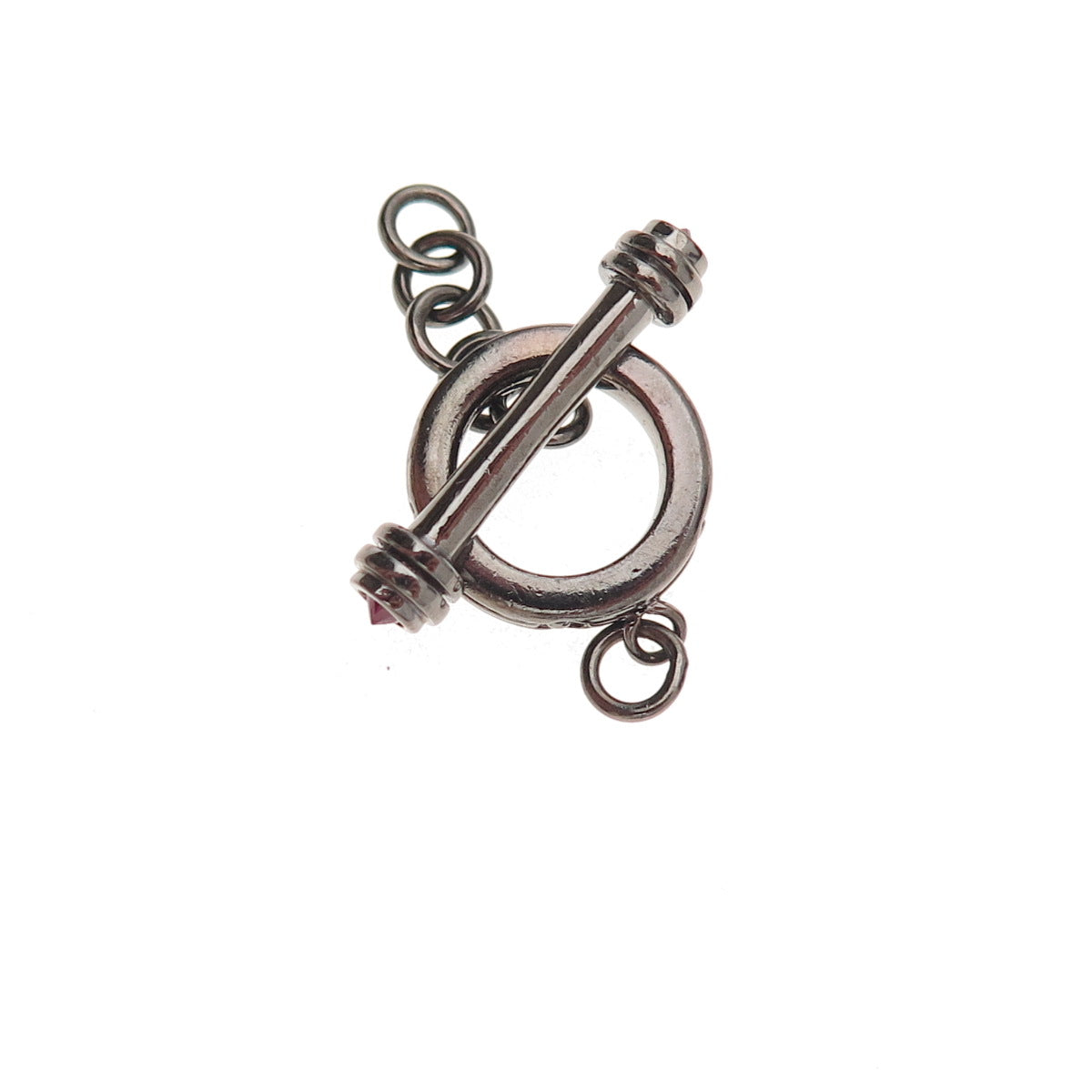 Jolusa Sterling Silver Black Rhodium Ruby Bracelet / Necklace Toggle Lock Clasp