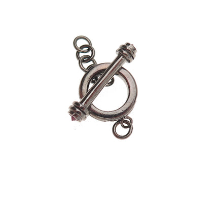 Jolusa Sterling Silver Black Rhodium Ruby Bracelet / Necklace Toggle Lock Clasp