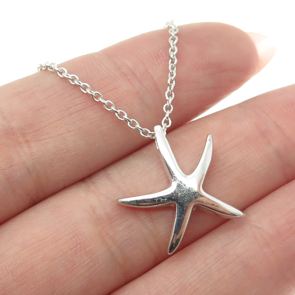 925 Sterling Silver Vintage Starfish Cable Chain Necklace 18"