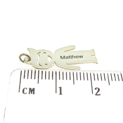 925 Sterling Silver Vintage "Matthew" Personalized Happy Boy Pendant