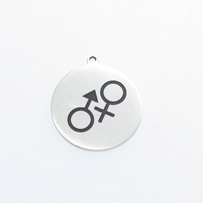 TOKEMOTI 925 Sterling Silver Enamel Male & Female Sign Minimalist Charm Pendant