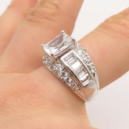 925 Sterling Silver Ross Simons Emerald-Cut C Z Ring Size 8.25