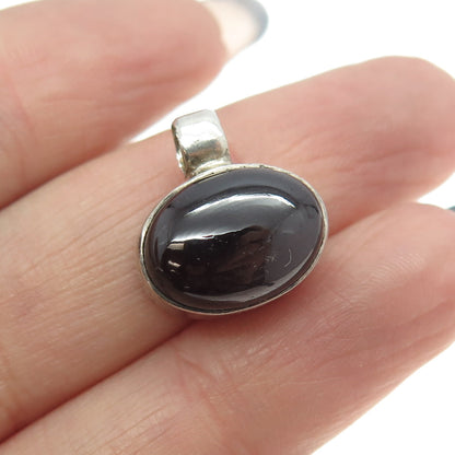 925 Sterling Silver Vintage Real Cabochon Tourmaline Oval Pendant