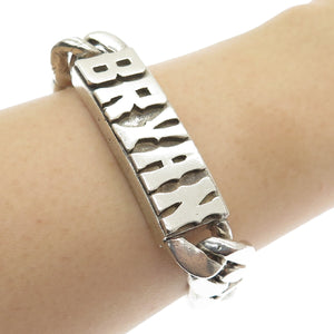 925 Sterling Silver Vintage "Bryan" Name Solid 93.7g ID Cuban Link Bracelet 8"