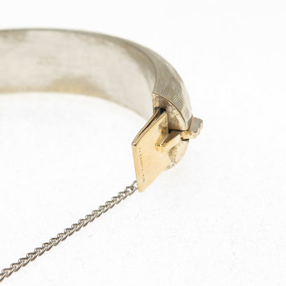 Hayward 925 Sterling Silver Gold Plated Vintage Brushed Bangle Bracelet 7.25"