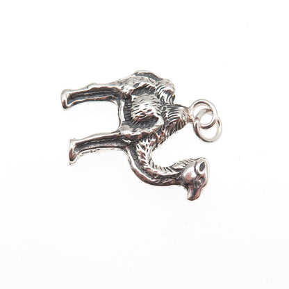 925 Sterling Silver Vintage Camel Oxidized Mini Charm Pendant
