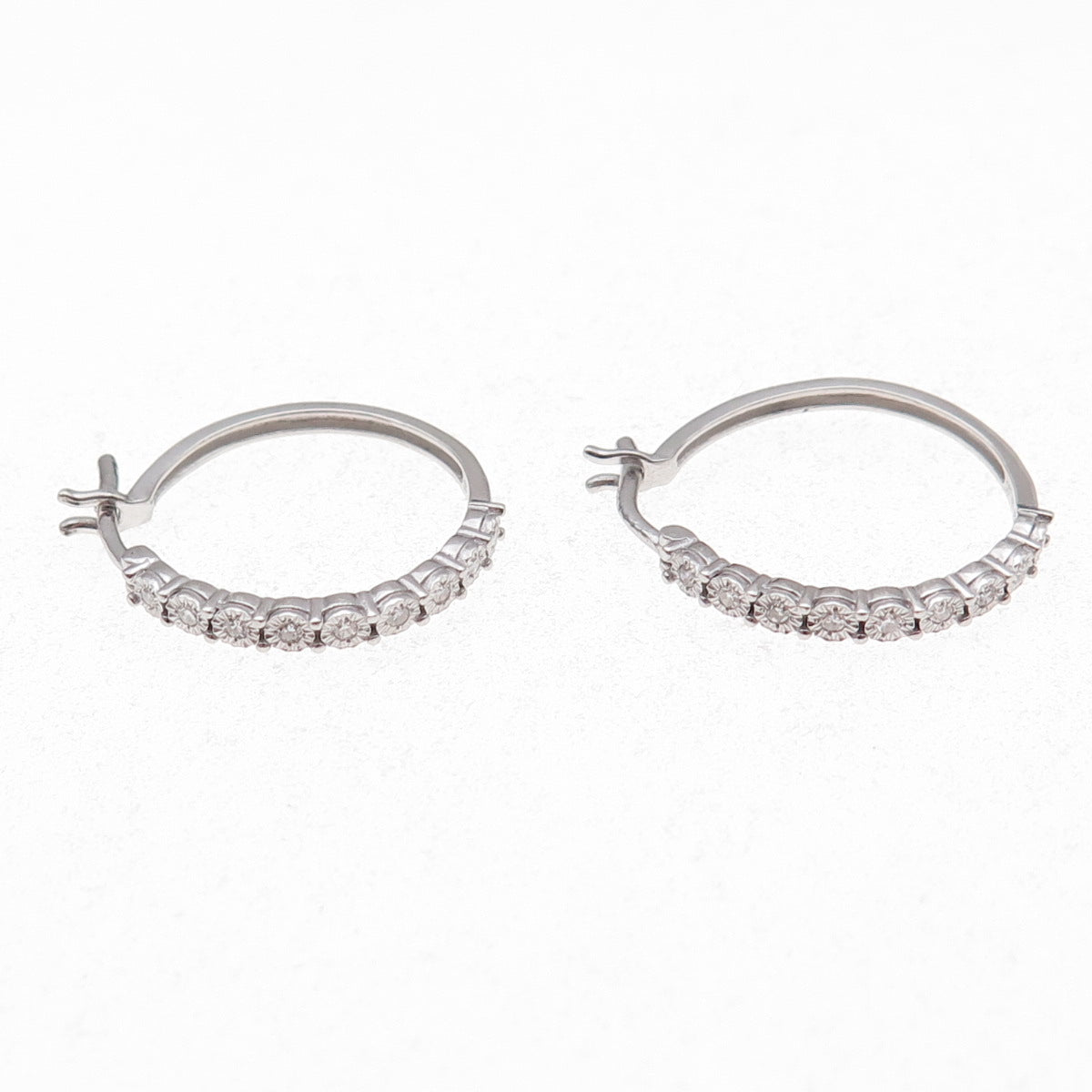 SK9 Allure Gems 925 Sterling Silver Real Round-Cut Diamond Hoop Earrings