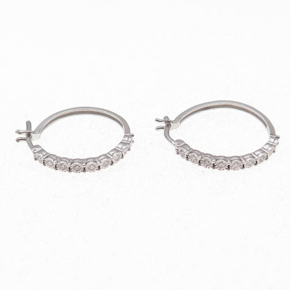 SK9 Allure Gems 925 Sterling Silver Real Round-Cut Diamond Hoop Earrings