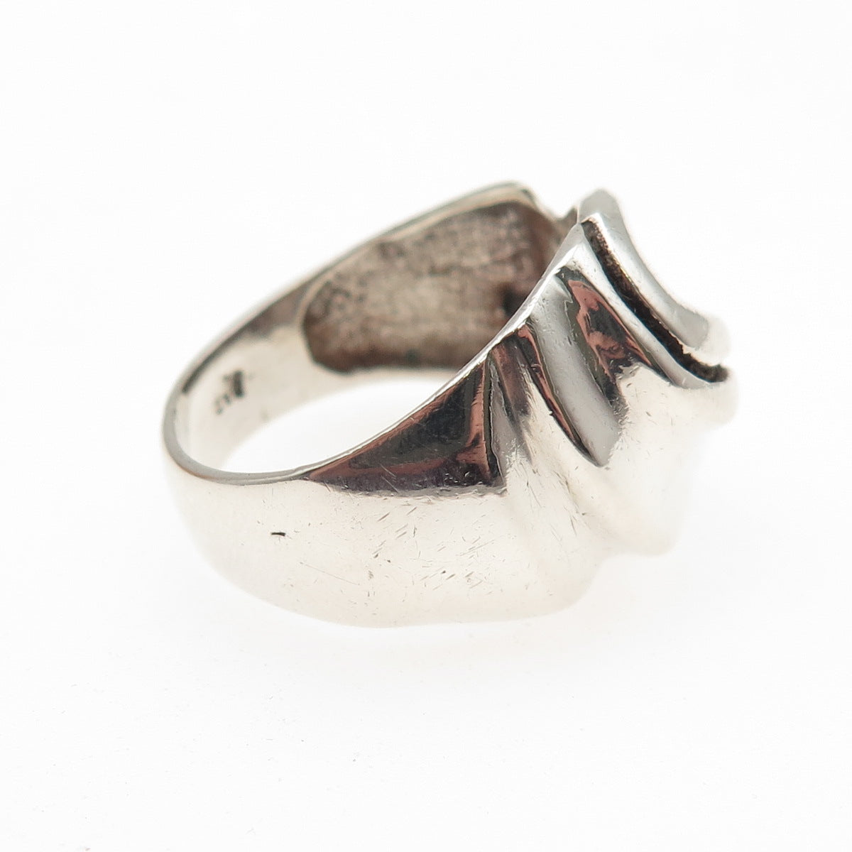 925 Sterling Silver Vintage Yin Yang Modernist Oxidized Ring Size 9.25