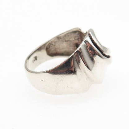 925 Sterling Silver Vintage Yin Yang Modernist Oxidized Ring Size 9.25