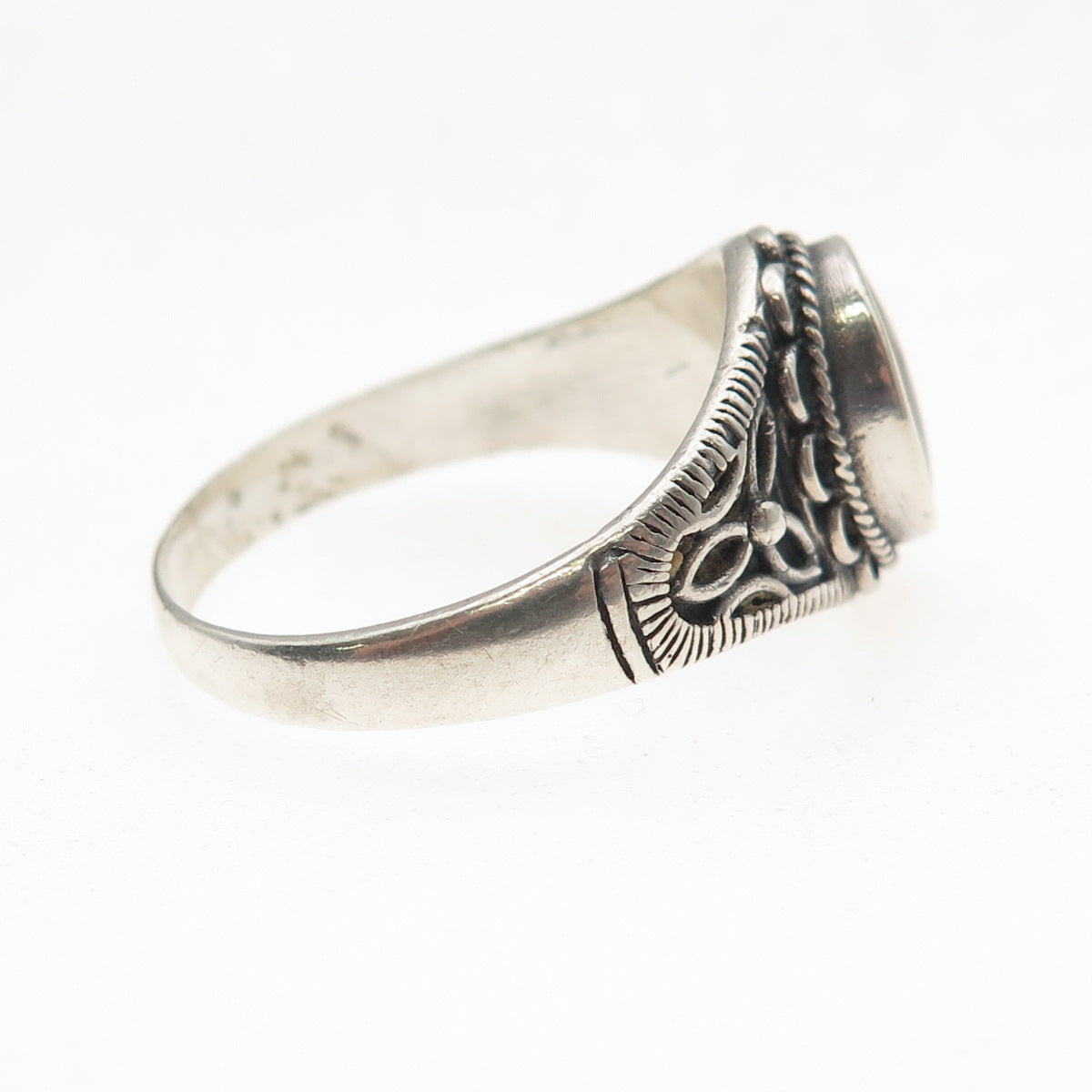 Boma Sterling Silver Vintage Real Black & White Onyx Yin Yang Ring Size 11.25