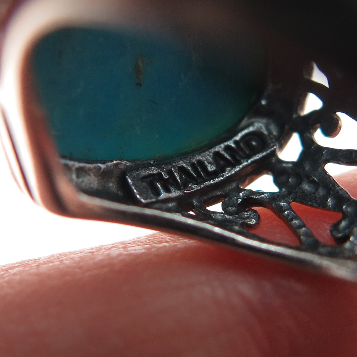 SX SALLY C Sterling Silver Vintage Real Kingman Turquoise Heart Ring Size 6.25