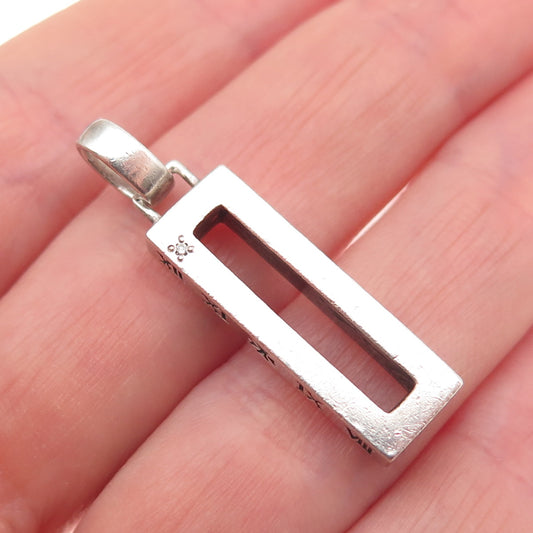 925 Sterling Silver Vintage Real Diamond Roman Numbers Clover Charm Pendant