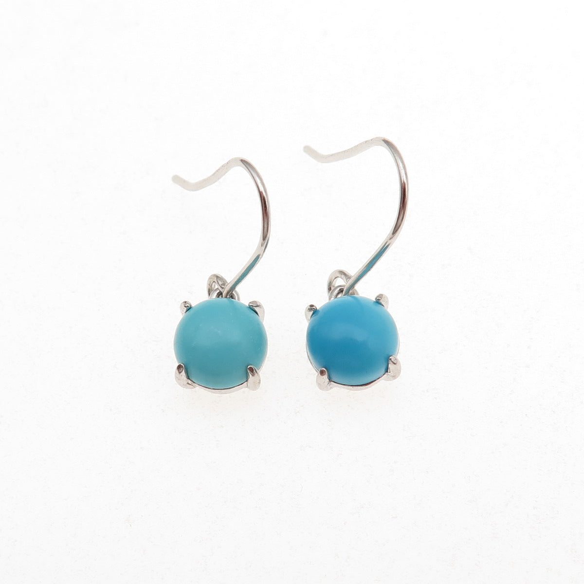 925 Sterling Silver Real Sleeping Beauty Turquoise Dangle Earrings
