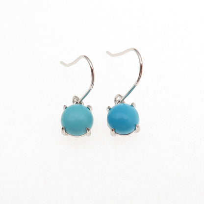 925 Sterling Silver Real Sleeping Beauty Turquoise Dangle Earrings