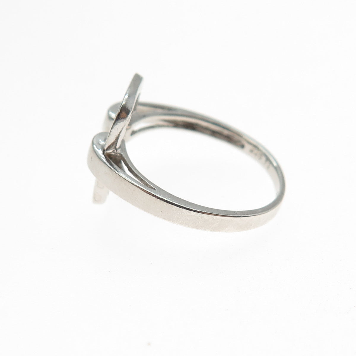 SAI 925 Sterling Silver Round-Cut C Z Letter O Interlocked Ring Size 7