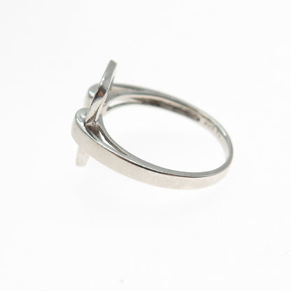 SAI 925 Sterling Silver Round-Cut C Z Letter O Interlocked Ring Size 7