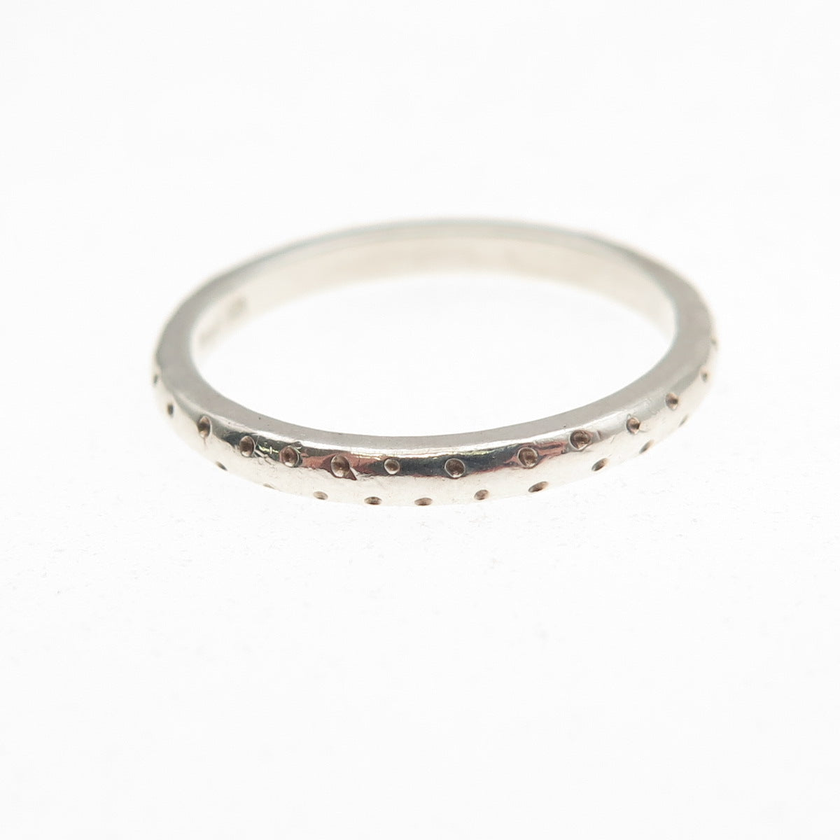 Estelle 925 Sterling Silver Vintage Dotted Stackable Band Ring Size 7