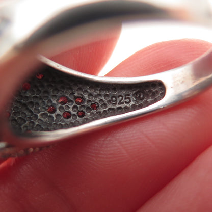 925 Sterling Silver Vintage Champagne & White C Z Oxidized Ring Size 8