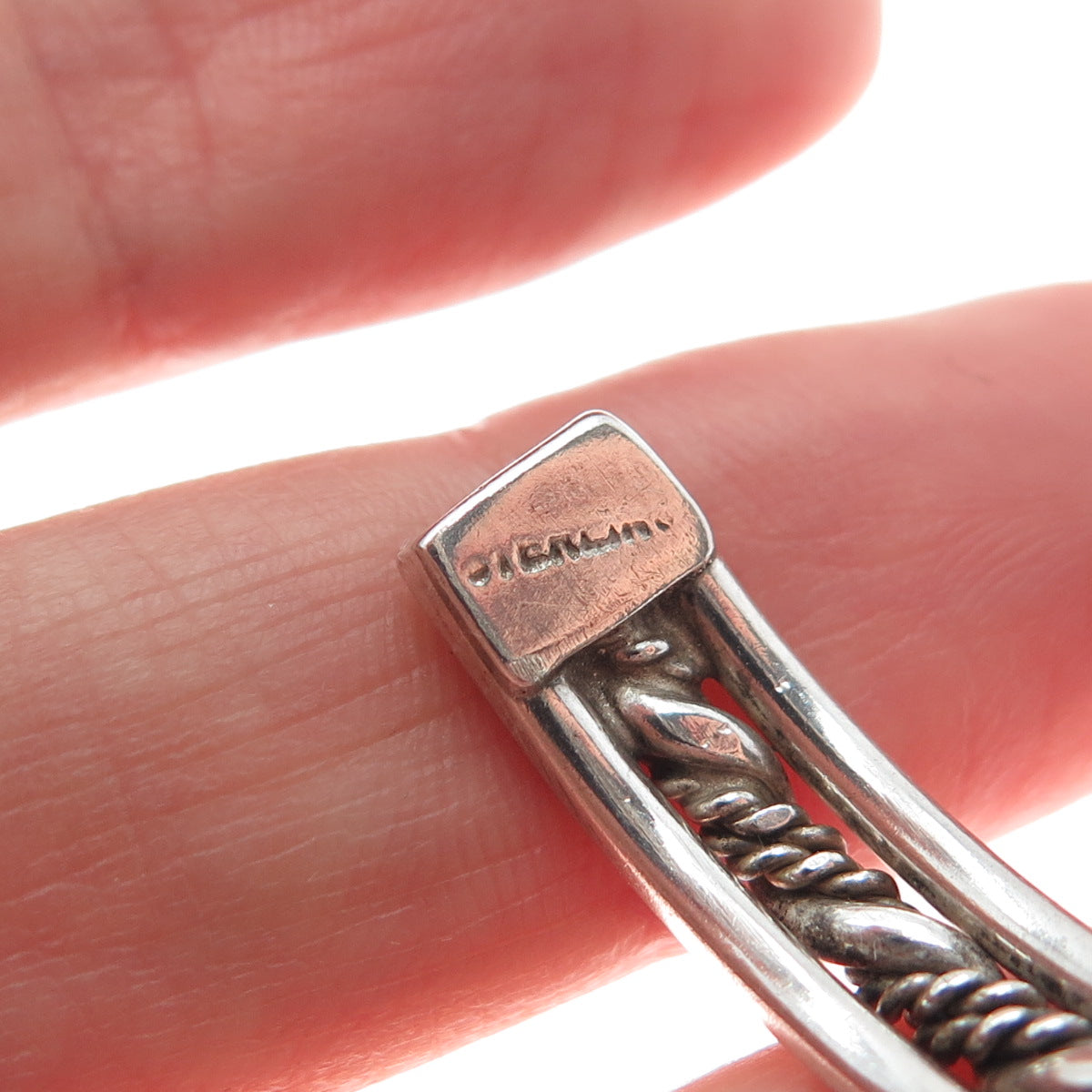 925 Sterling Silver Vintage Twisted Rope Oxidized Adjustable Cuff Bracelet 4.75"