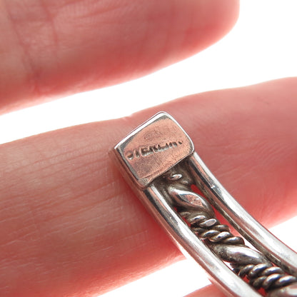 925 Sterling Silver Vintage Twisted Rope Oxidized Adjustable Cuff Bracelet 4.75"