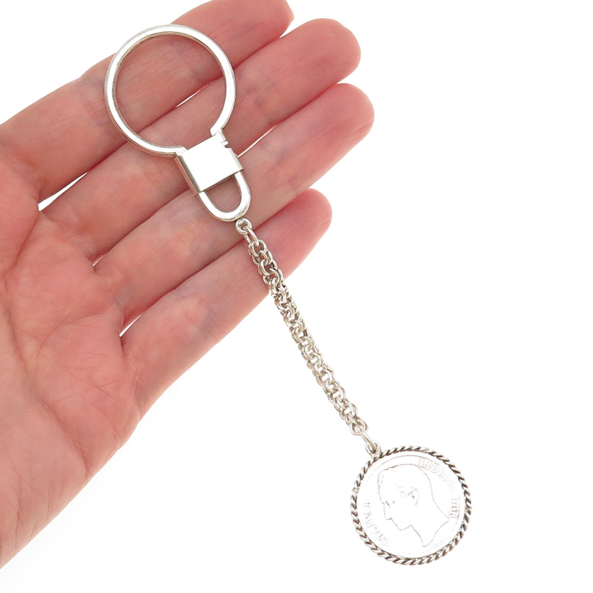 835 Silver Vintage 1954 Venezuela 1 Bolivar Coin Key Chain Fob Ring Holder