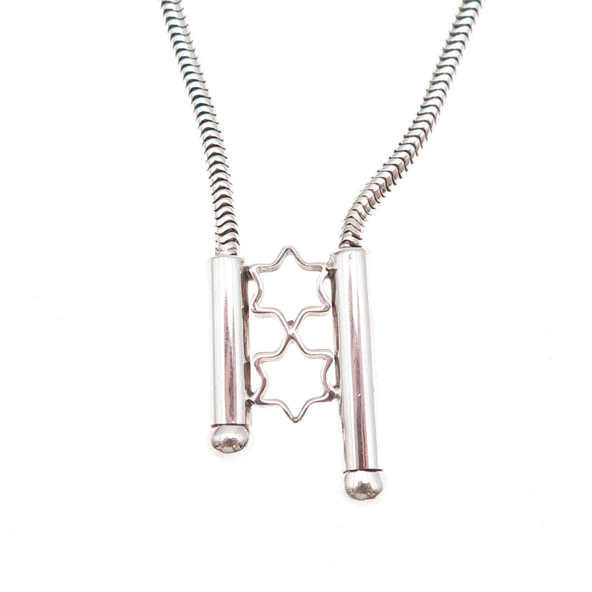 925 Sterling Vintage Star of David Adjustable Bolo Snake Chain Necklace 18"
