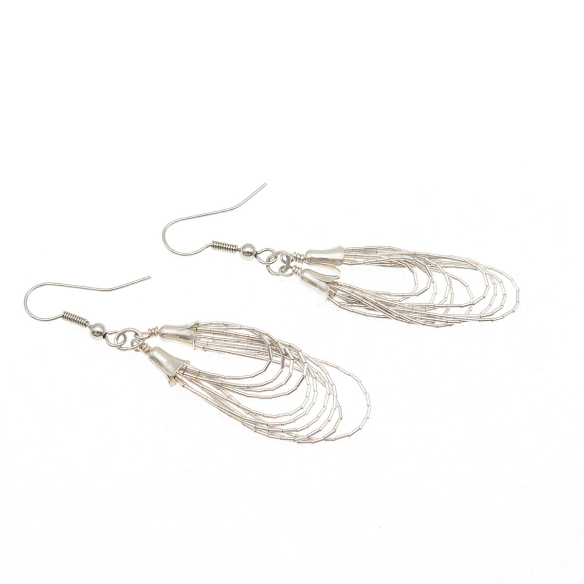 Old Pawn 925 Sterling Silver Vintage Southwestern Liquid Chain Dangle Earrings