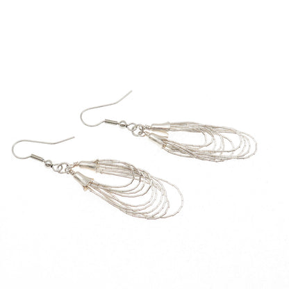 Old Pawn 925 Sterling Silver Vintage Southwestern Liquid Chain Dangle Earrings