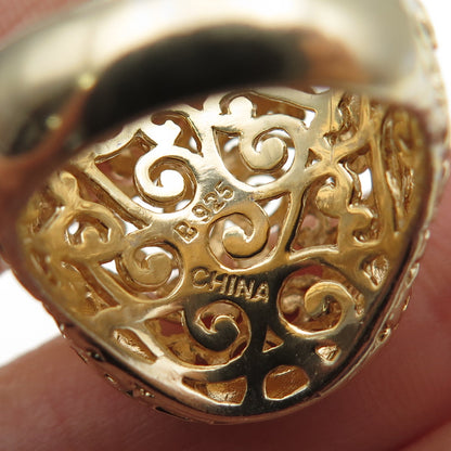 ROSS SIMONS 925 Sterling Silver Gold Plated Real Diamond Accent Ring Size 7.25