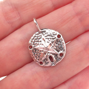 925 Sterling Silver Vintage Sand Dollar Oxidized Charm Pendant