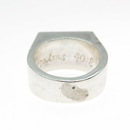 925 Sterling Silver Vintage CPM Birmingham Modernist Engraved Ring Size 8.5
