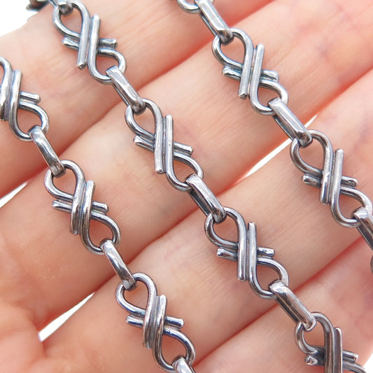 925 Sterling Silver Vintage Mexico Oxidized Infinity Chain Necklace 24"