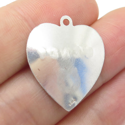 925 Sterling Silver Vintage Wendy Horseshoe Heart Tag Charm Pendant